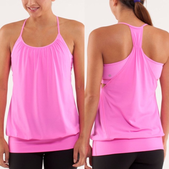 lululemon athletica Tops - Lululemon No Limits tank pow pink built-in bra top